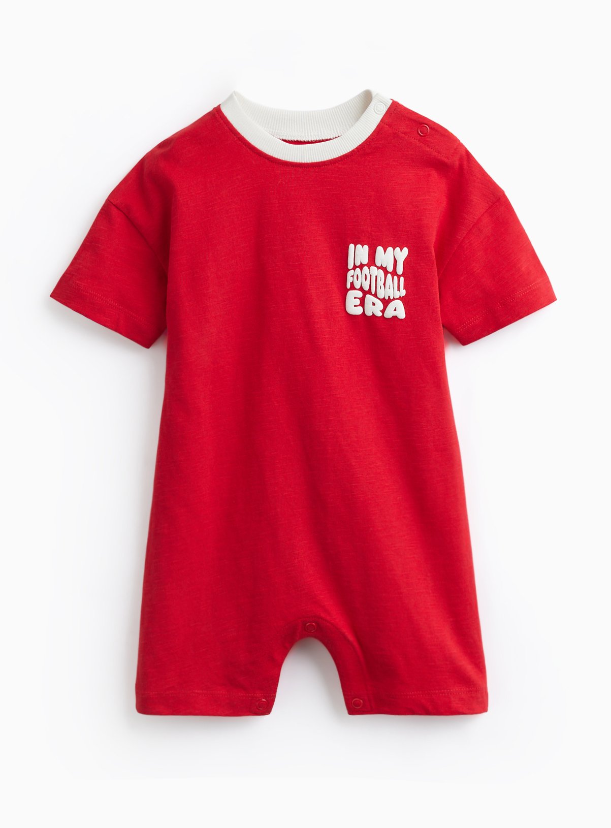 Red Football Era Motif Short Sleeve Romper 9-12 months