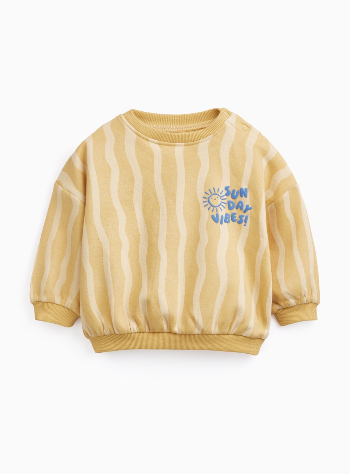 Yellow Wavy Stripe Print Sweatshirt
