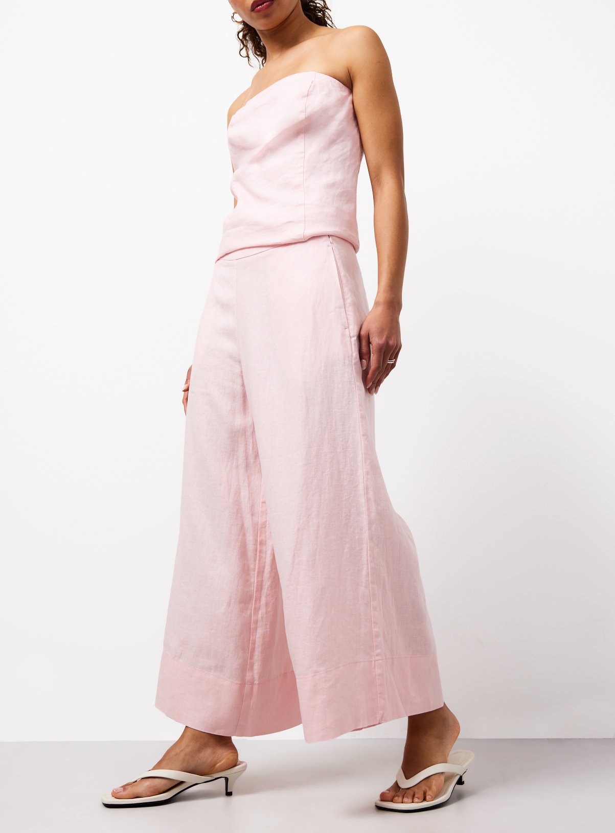 Pure Linen Co-ord Wide Leg Trousers 