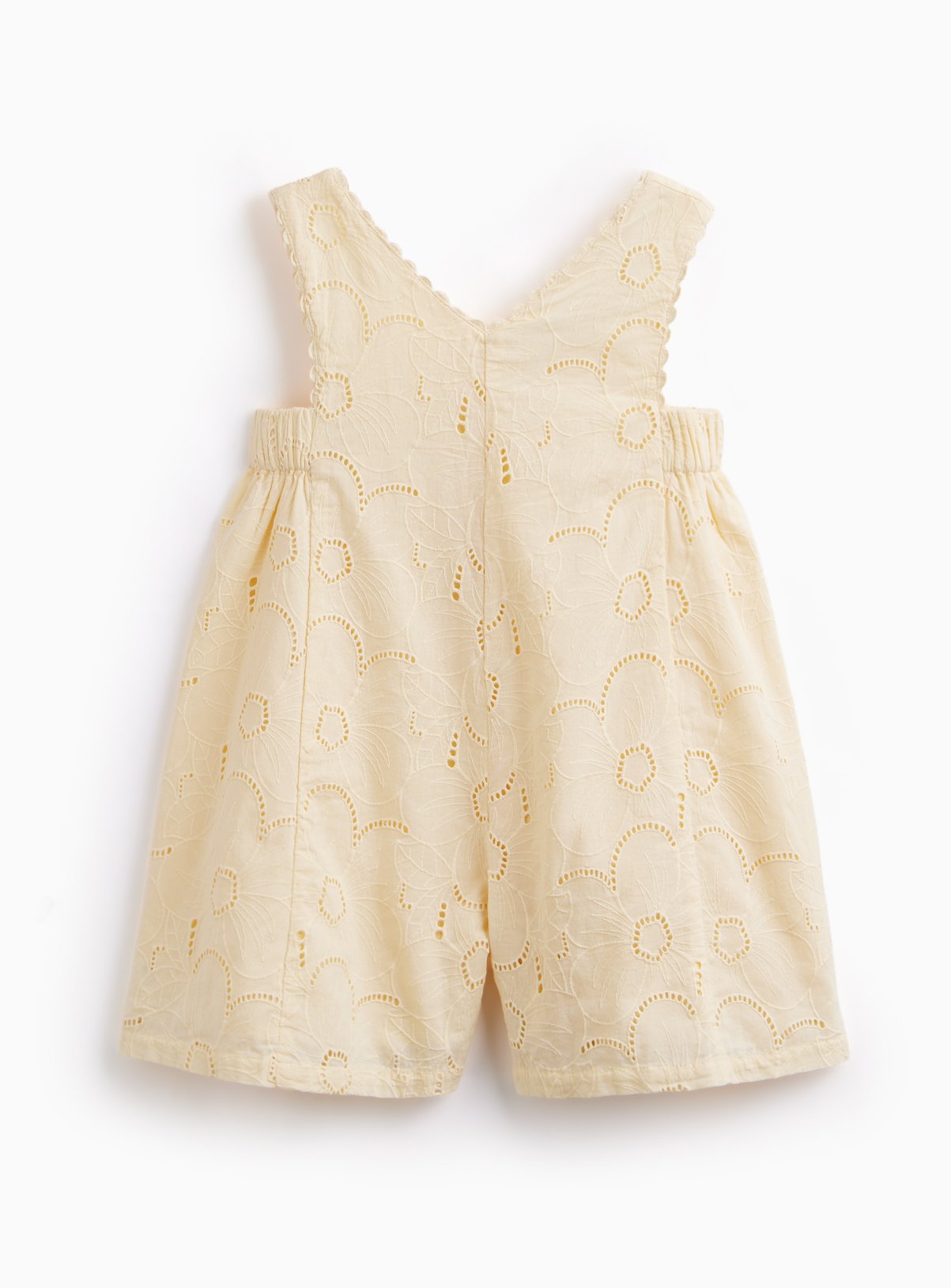 Yellow Floral Broderie Cutout Playsuit 