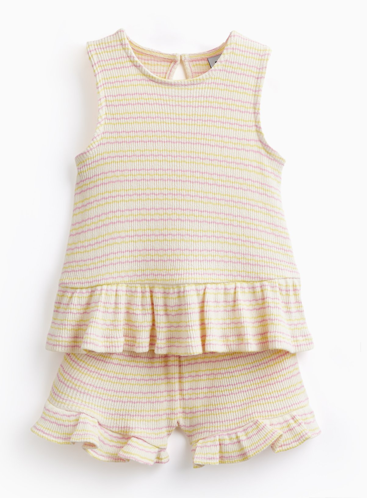 Stripe Print Peplum Vest & Shorts Set 