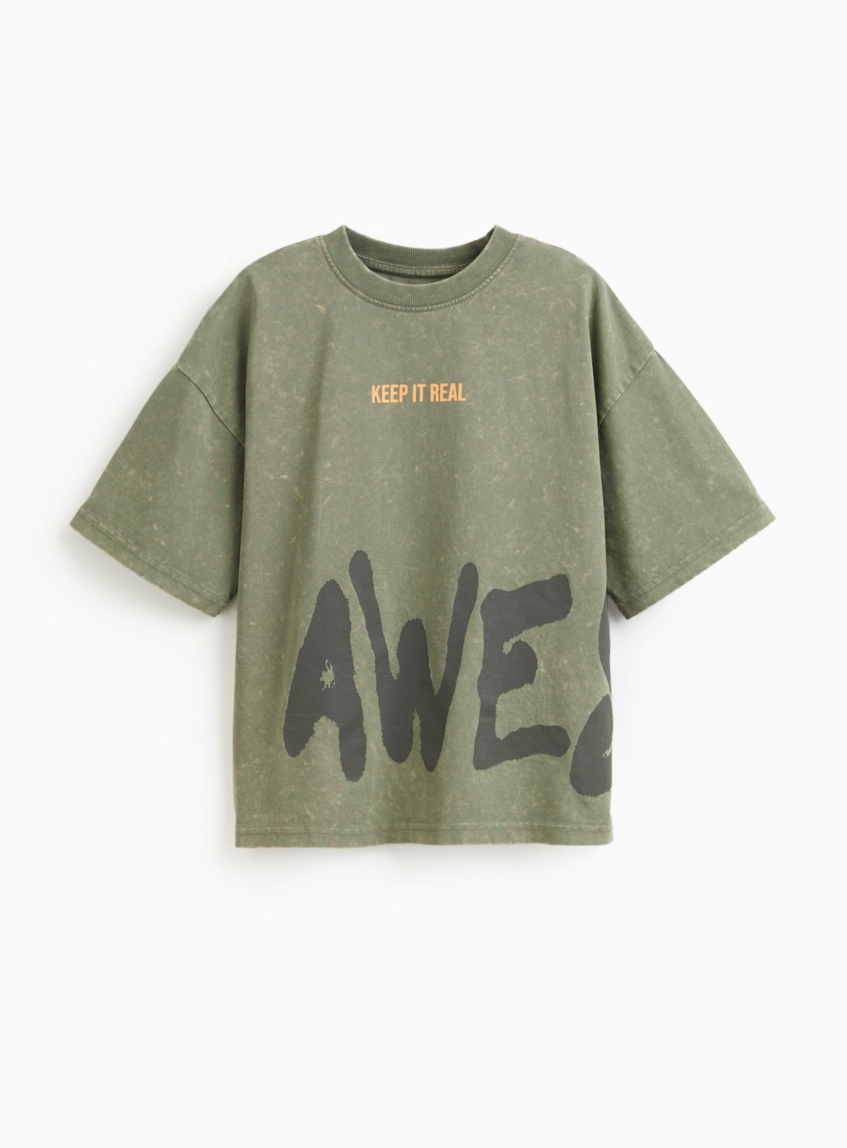 Green Awesome Graphic Acid Wash T-Shirt 10 years