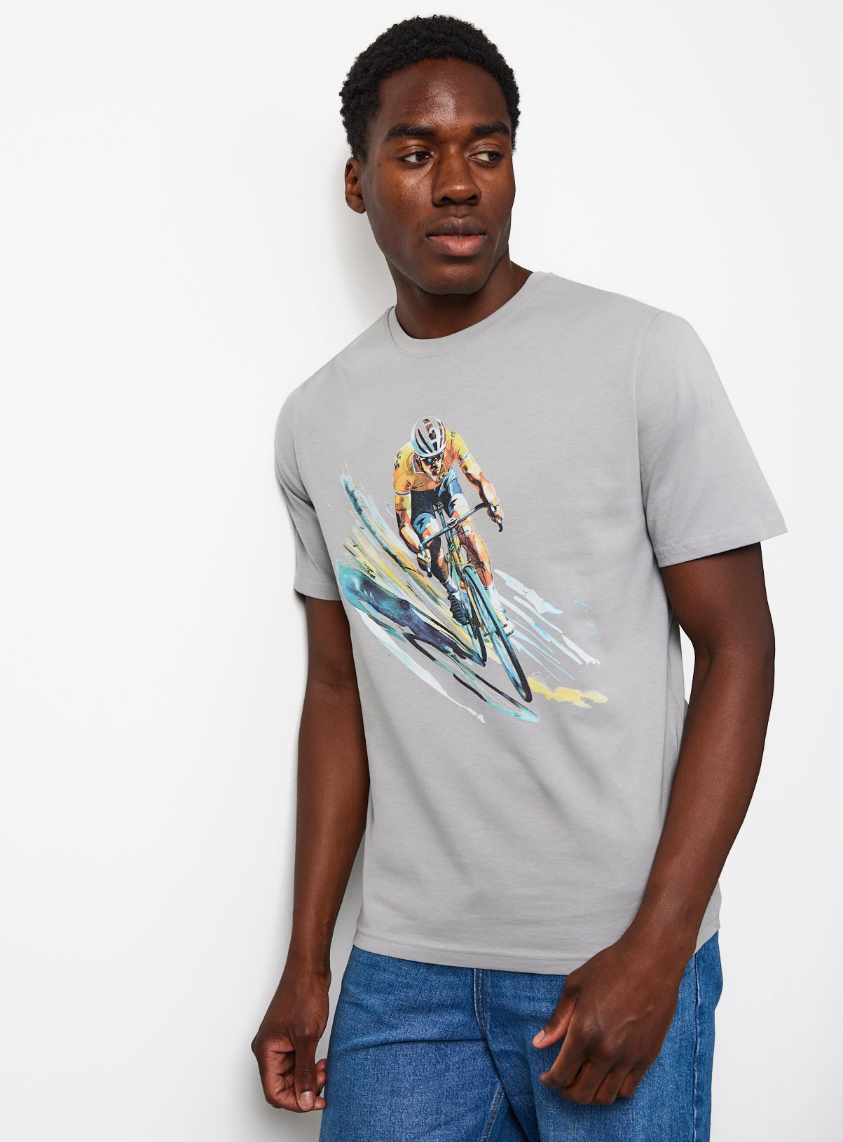 Grey Cycling Graphic T-Shirt XXXL