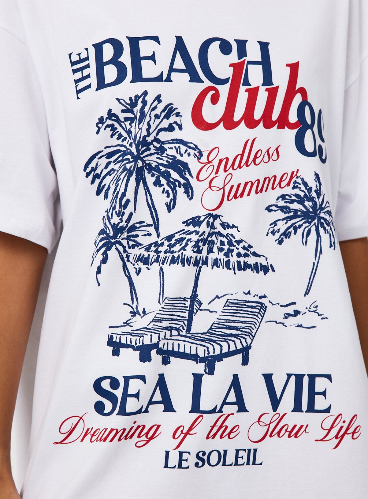 White Sea La Vie Graphic Oversized Fit Sleep Tee 