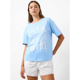 Blue Out of Office Print Shortie Pyjama Set