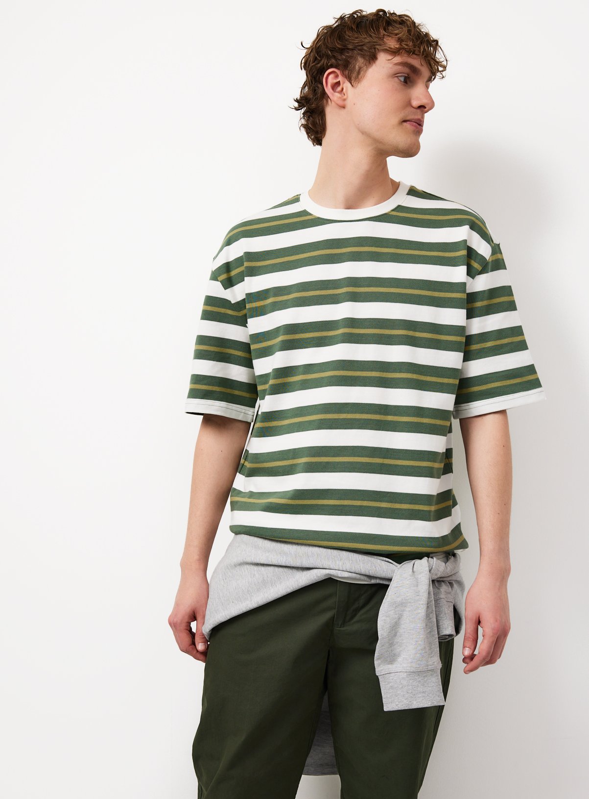 Green Stripe Print Relaxed Fit T-Shirt XL