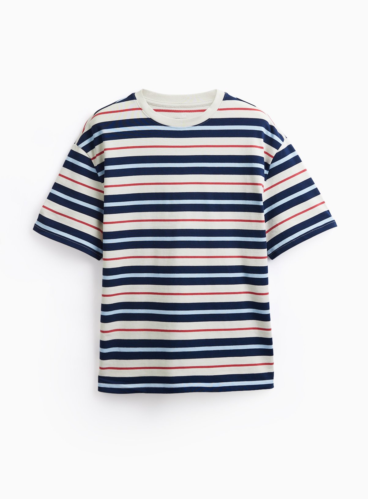 Navy Stripe Print Relaxed Fit T-Shirt M