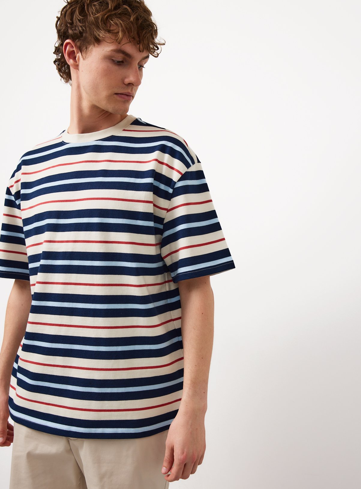 Stripe Print Relaxed Fit T-Shirt 