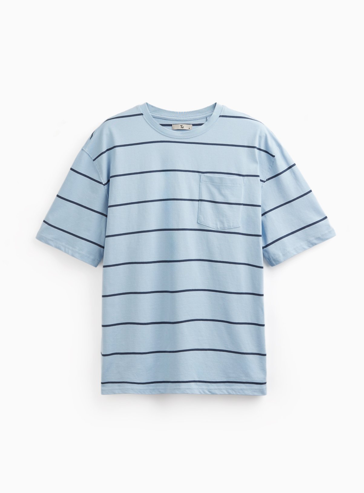 Blue Stripe Print Relaxed Fit T-Shirt L