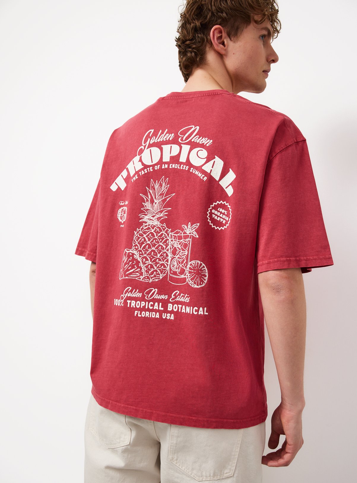 Red Tropical Graphic Relaxed Fit T-Shirt
