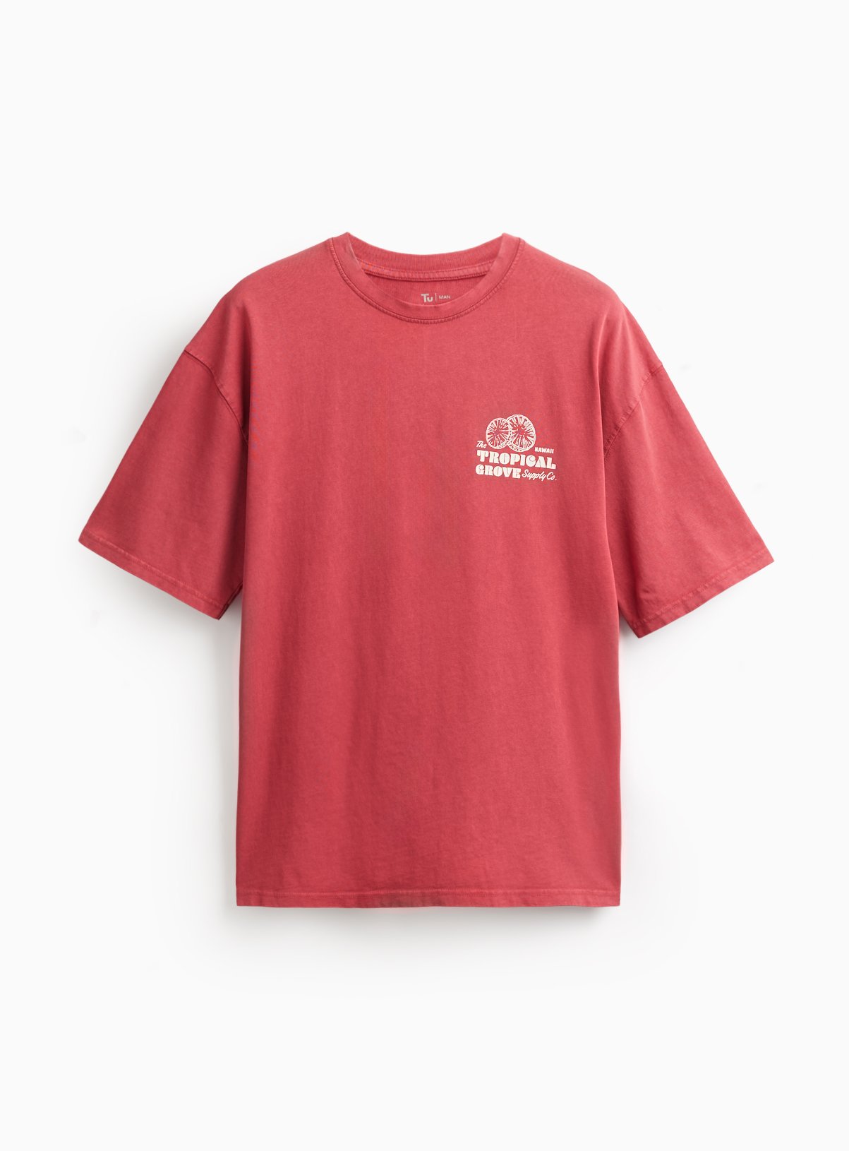 Red Tropical Graphic Relaxed Fit T-Shirt XXXXL