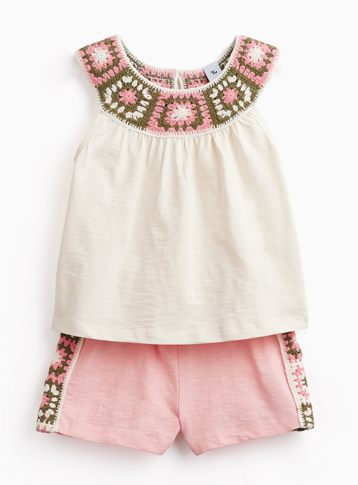 Crochet Detail Halter Top & Shorts Set 