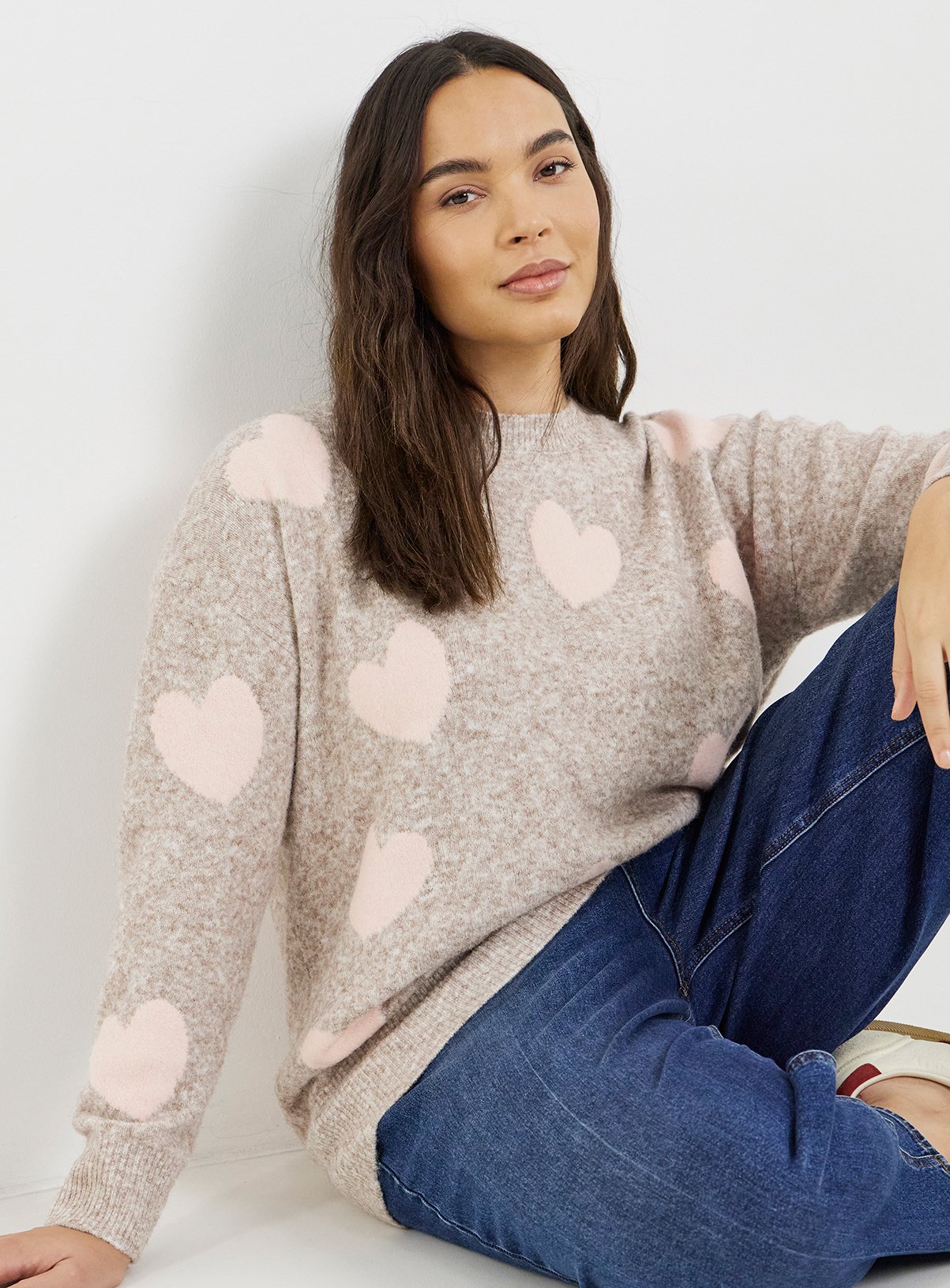 SIMPLY BE Heart Print Jumper 