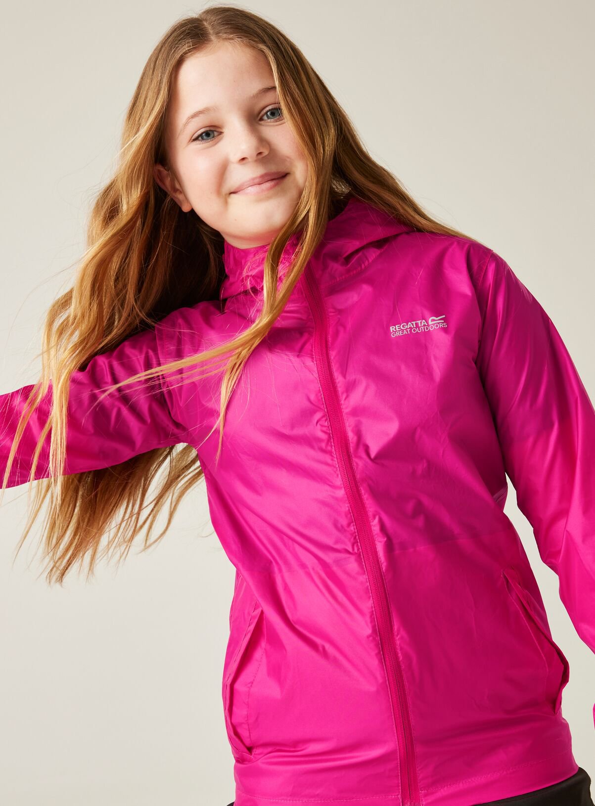 REGATTA Kids Pack It Waterproof Rain Jacket Pink
