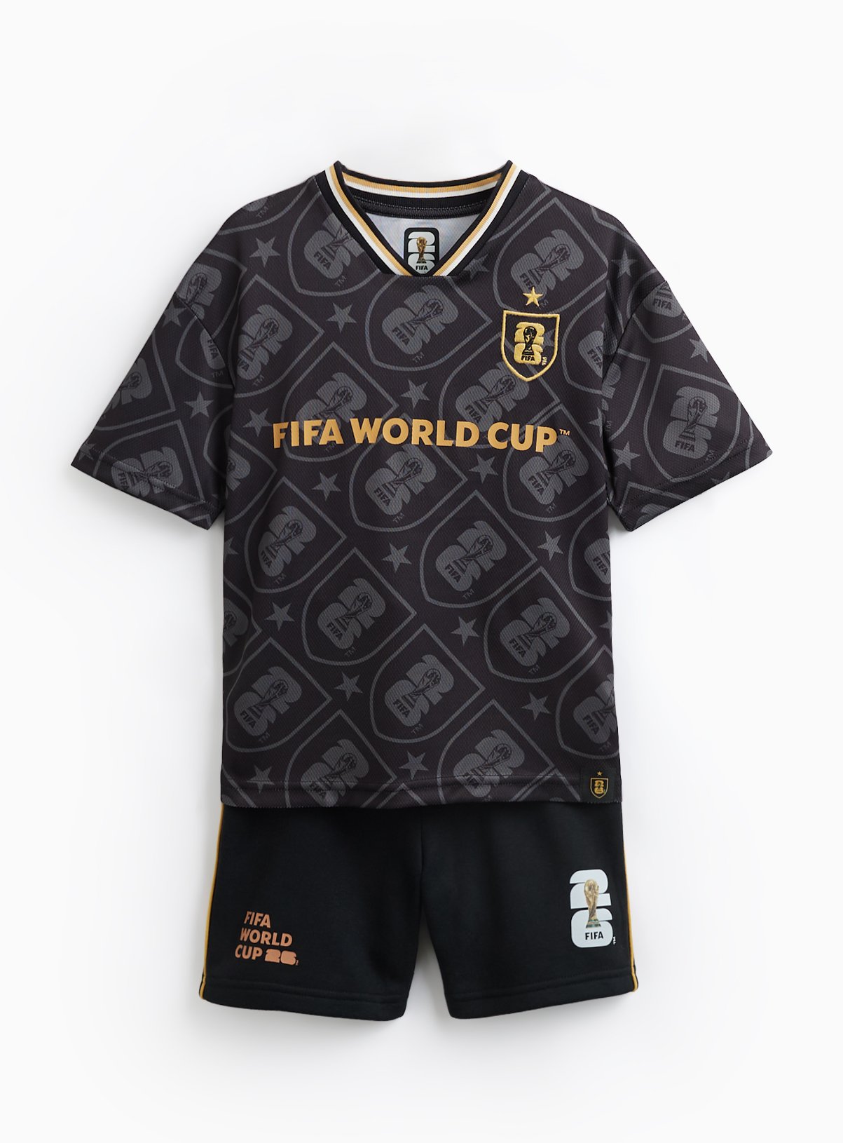 Black Official FIFA Print T-Shirt & Shorts Set