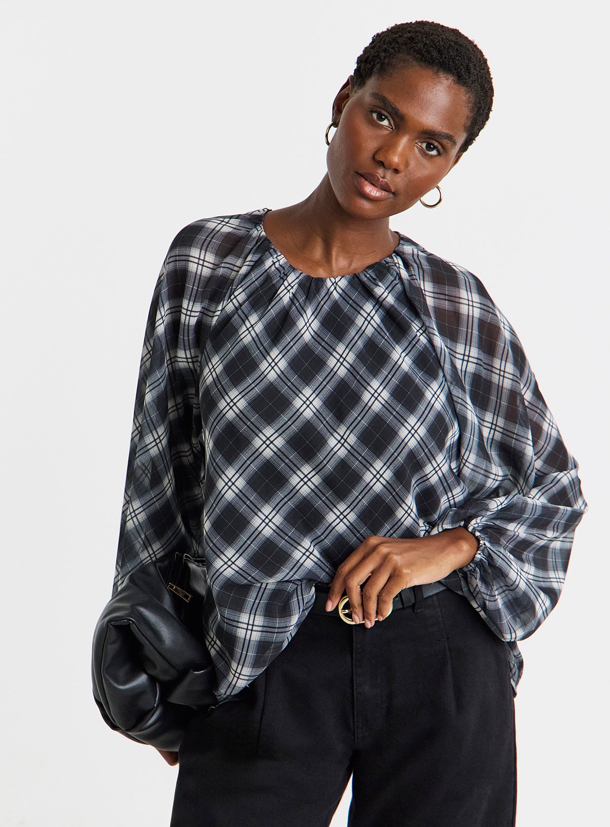 JD WILLIAMS Voile Volume Sleeve Blouse 