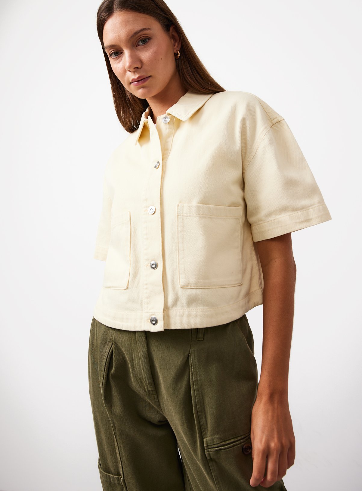 Light Yellow Denim Boxy Co-ord Shirt 22