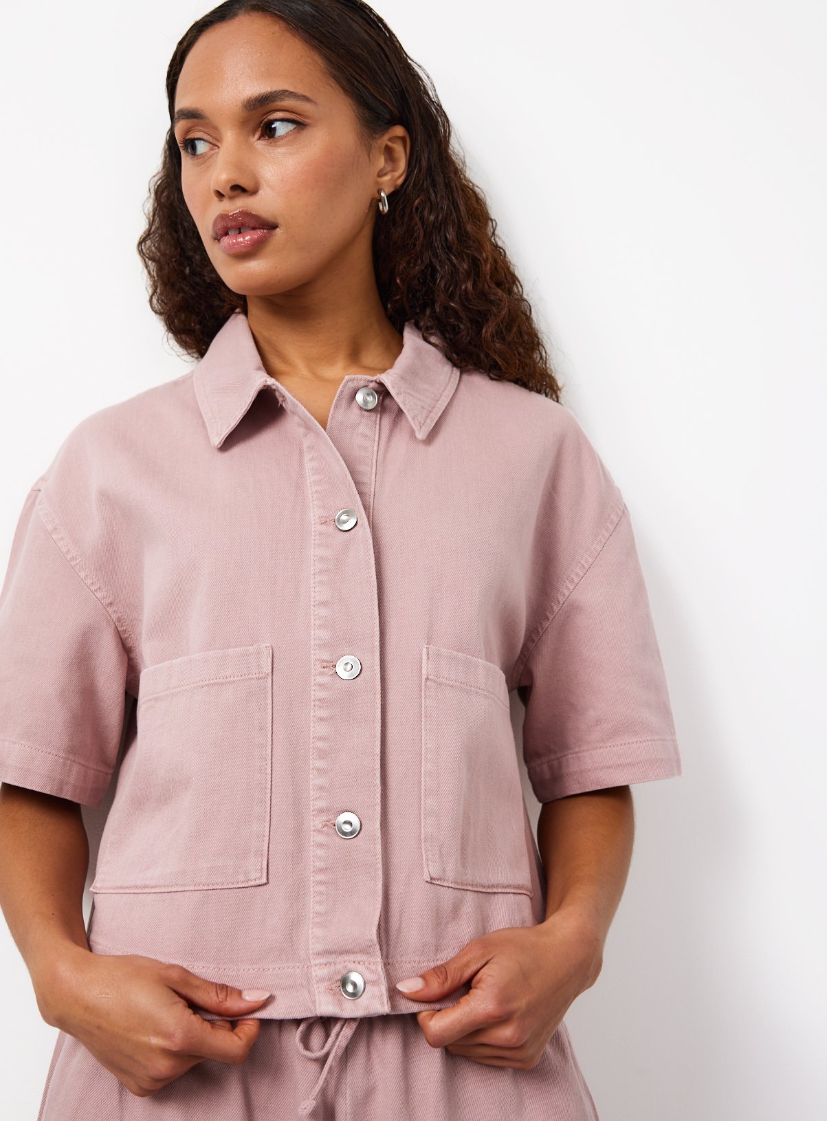 Pink Denim Boxy Co-ord Shirt 8