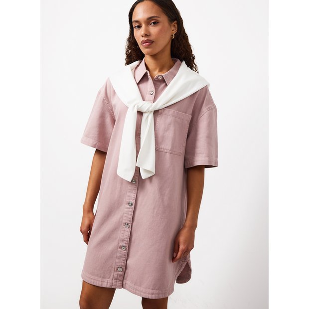 Buy Pink Denim Mini Shirt Dress 14 | Mini dresses