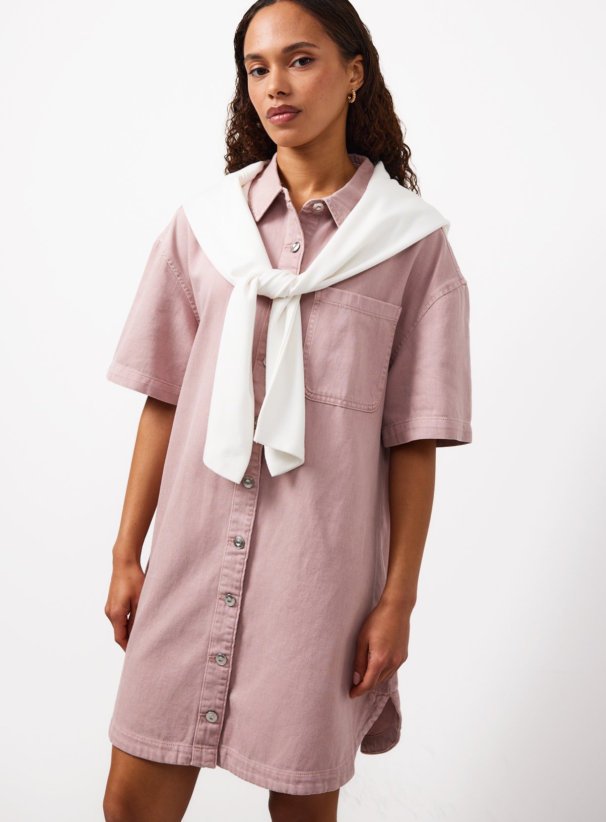 Pink Denim Mini Shirt Dress 20