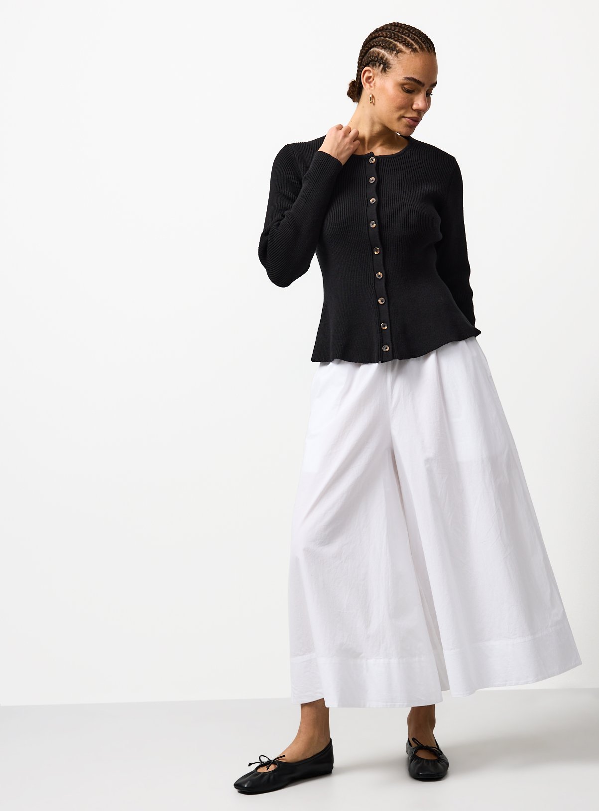 Ribbed Peplum Hem Cardigan 