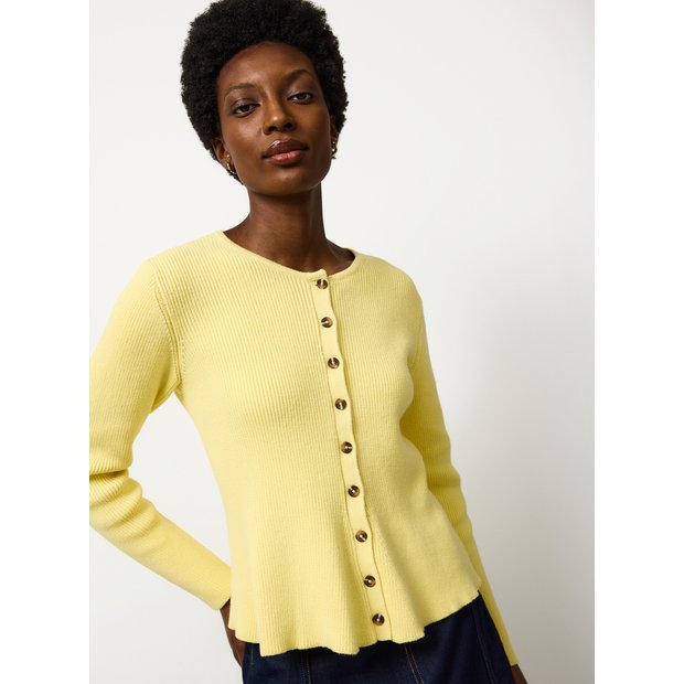 Buy Yellow Ribbed Peplum Hem Waisted Cardigan 10 | Cardigans | Argos