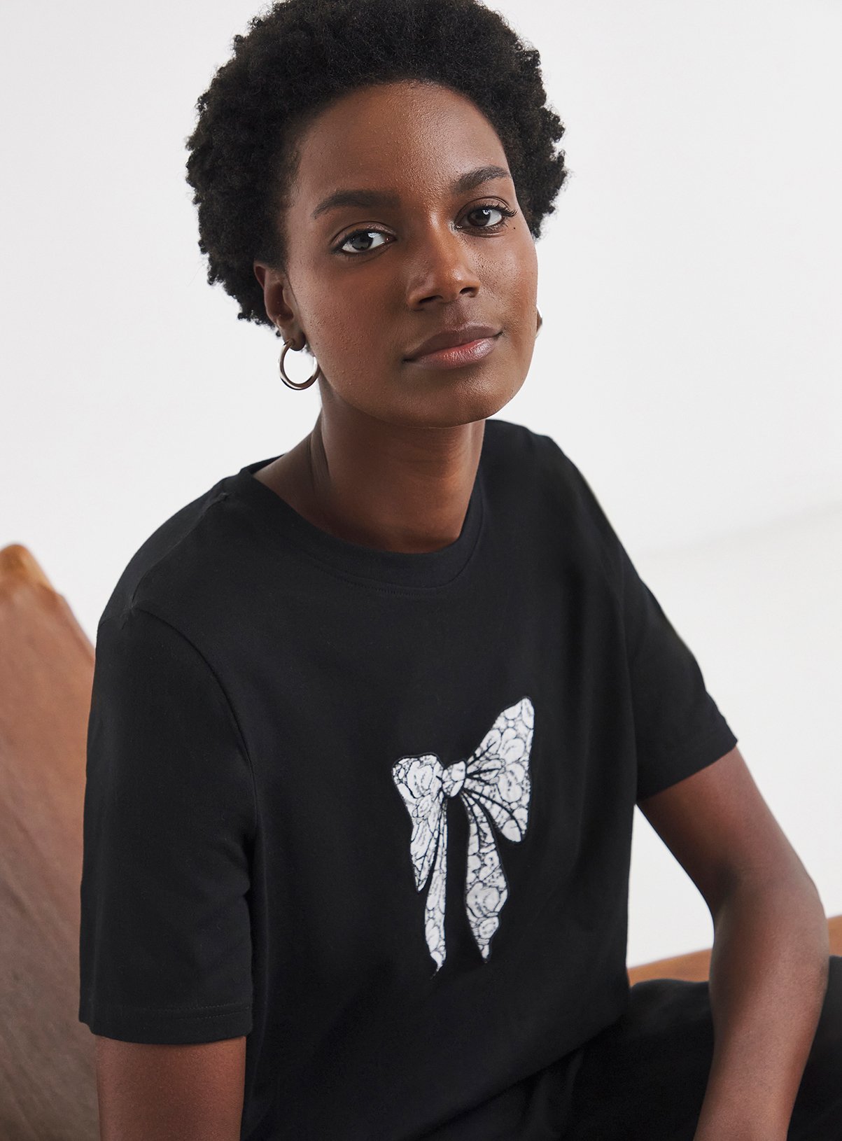 JD WILLIAMS Bow Lace Insert T Shirt