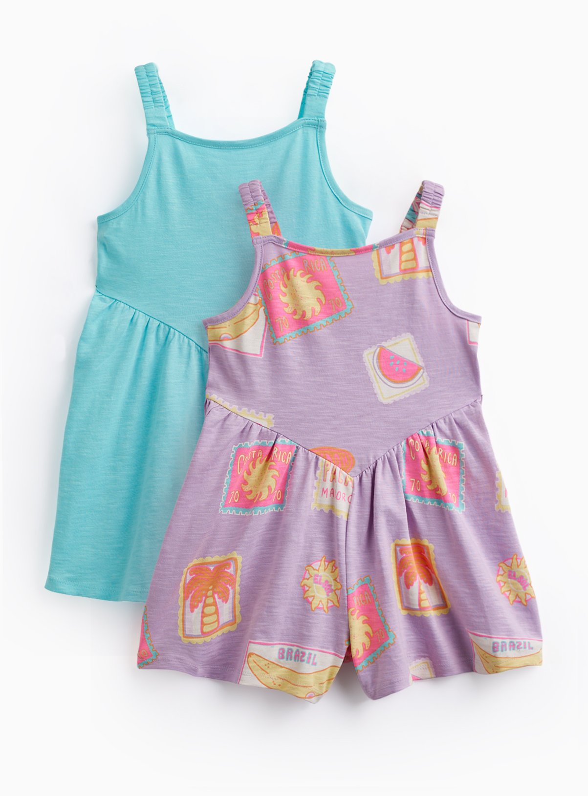 Orange Jersey Playsuit 2 Pack 