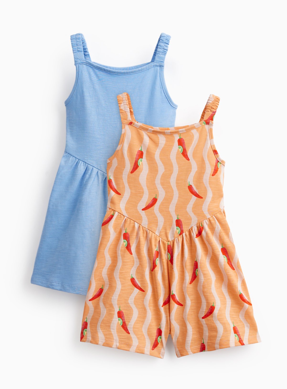 Orange & Blue Jersey Playsuit 2 Pack 2-3 years