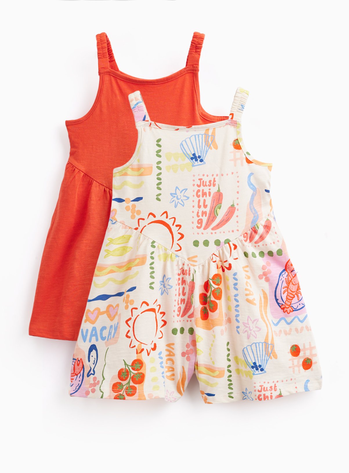 Orange & Holiday Print Playsuits 2 Pack 