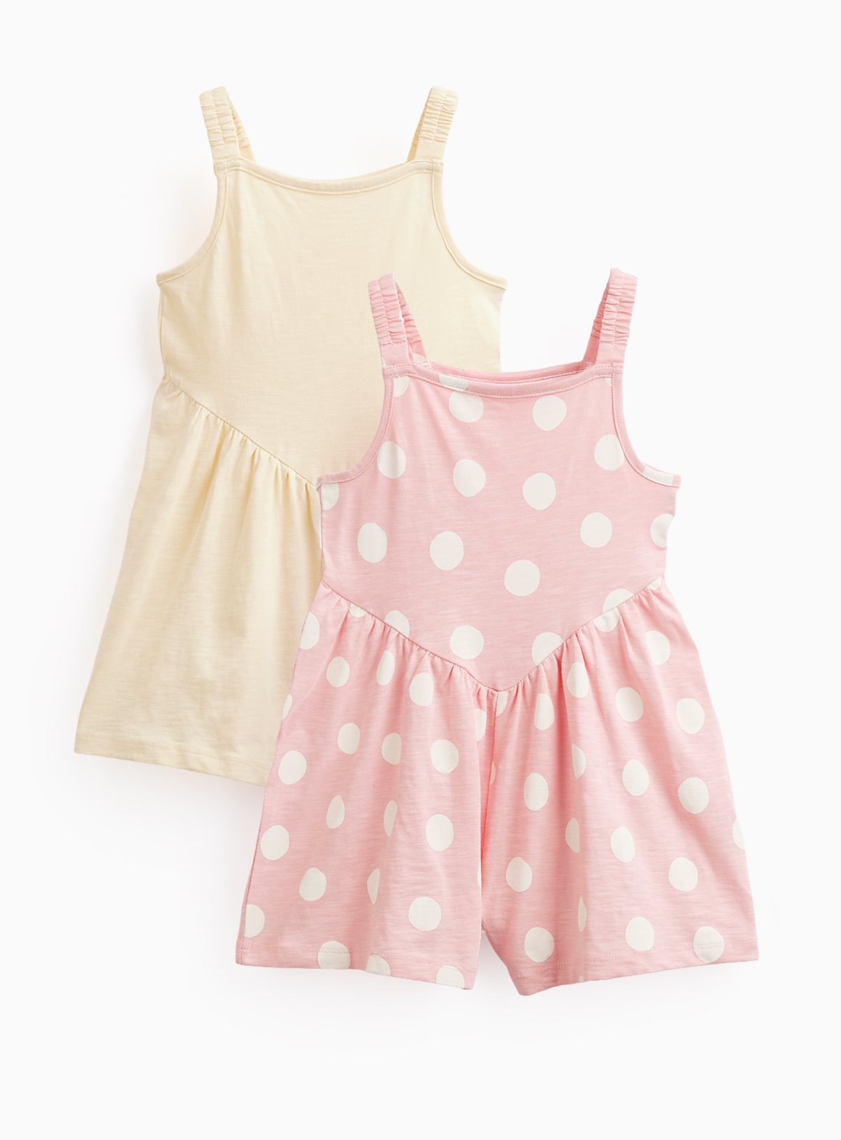 Yellow & Pink Polka Dot Print Jersey Playsuits 2 Pack 