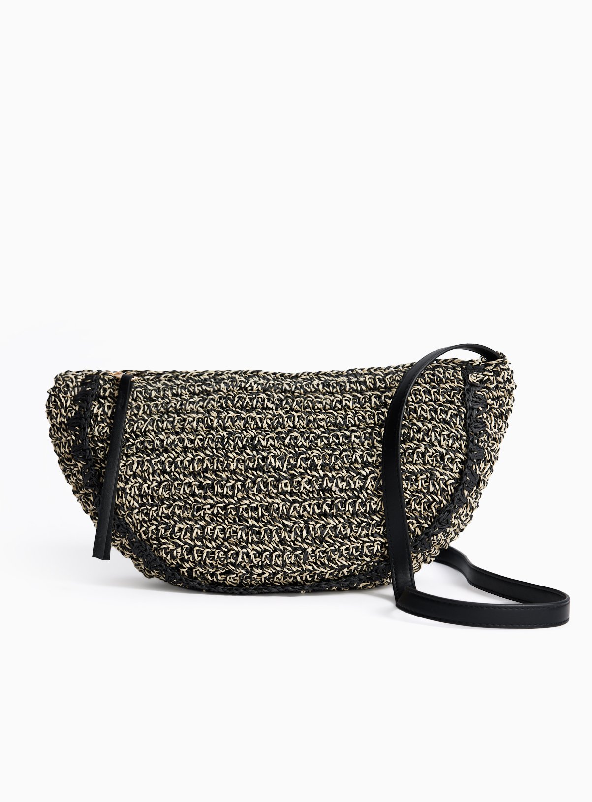 Mono Straw Half Moon Crossbody Bag One Size