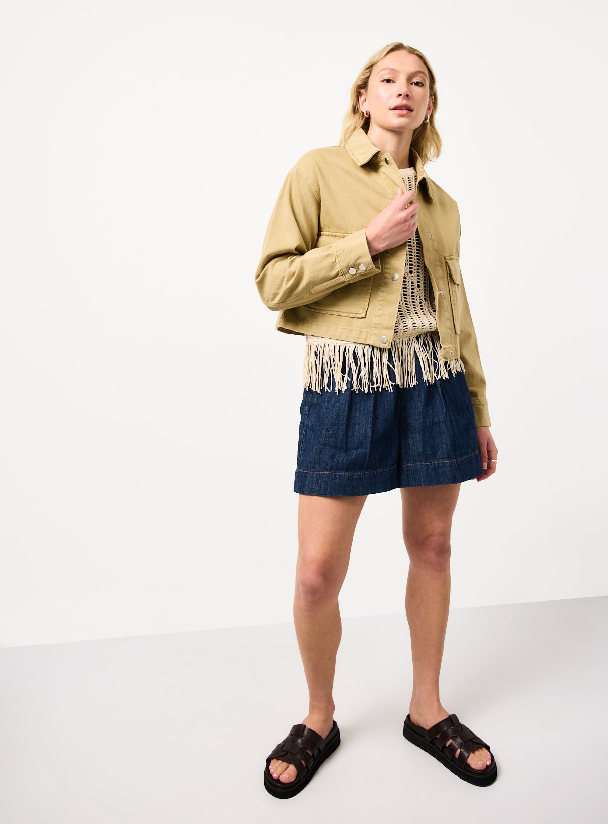 Khaki Boxy Fit Twill Jacket XL