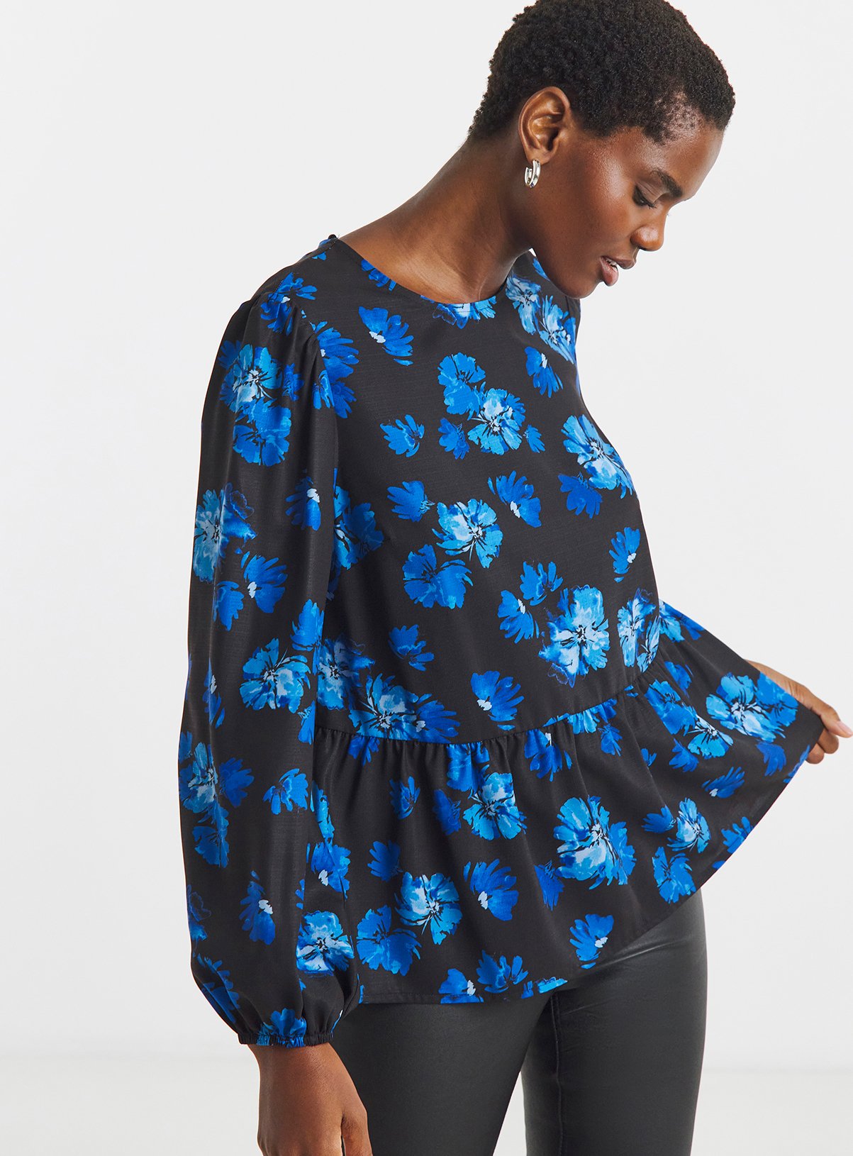 JD WILLIAMS Printed Long Sleeve Peplum Top 10