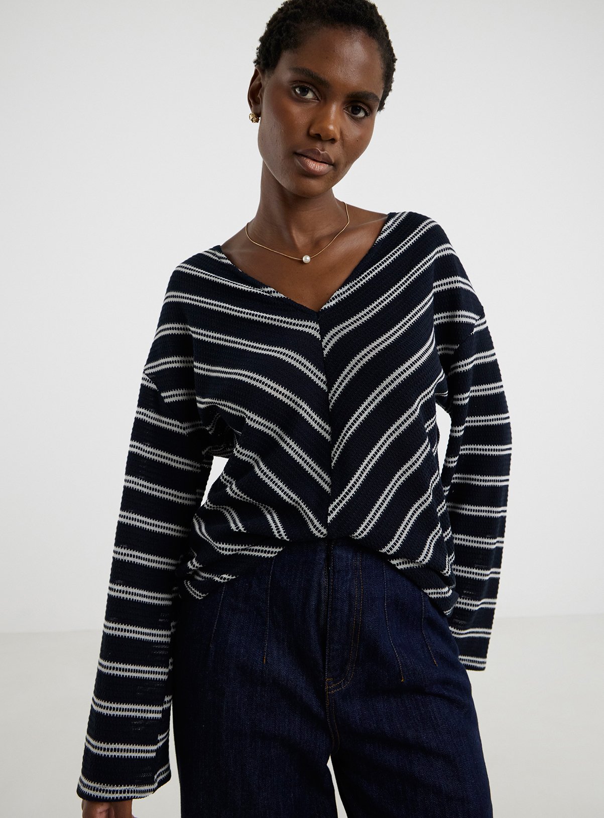 JD WILLIAMS Textured Stripe Knit Longline Top 22