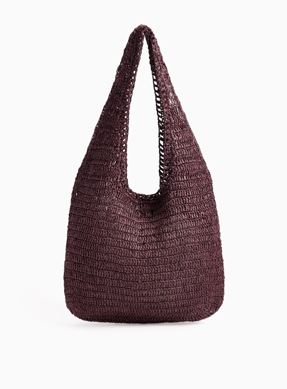 Plum Slouchy Straw Shoulder Bag One Size