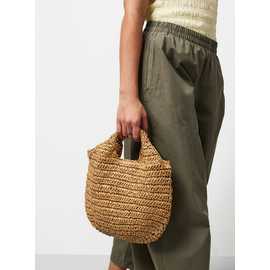 Neutral Straw Handheld Shopper Bag One Size