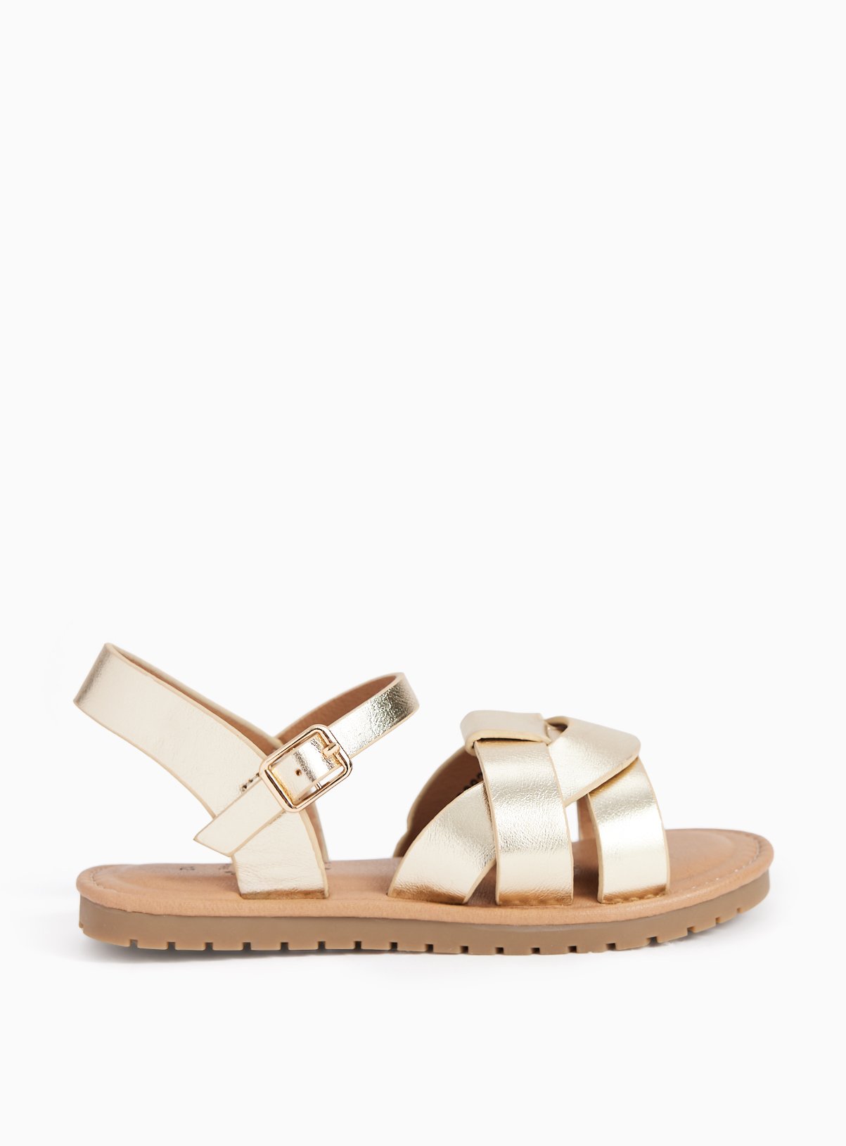Gold Metallic Finish Strappy Sandals