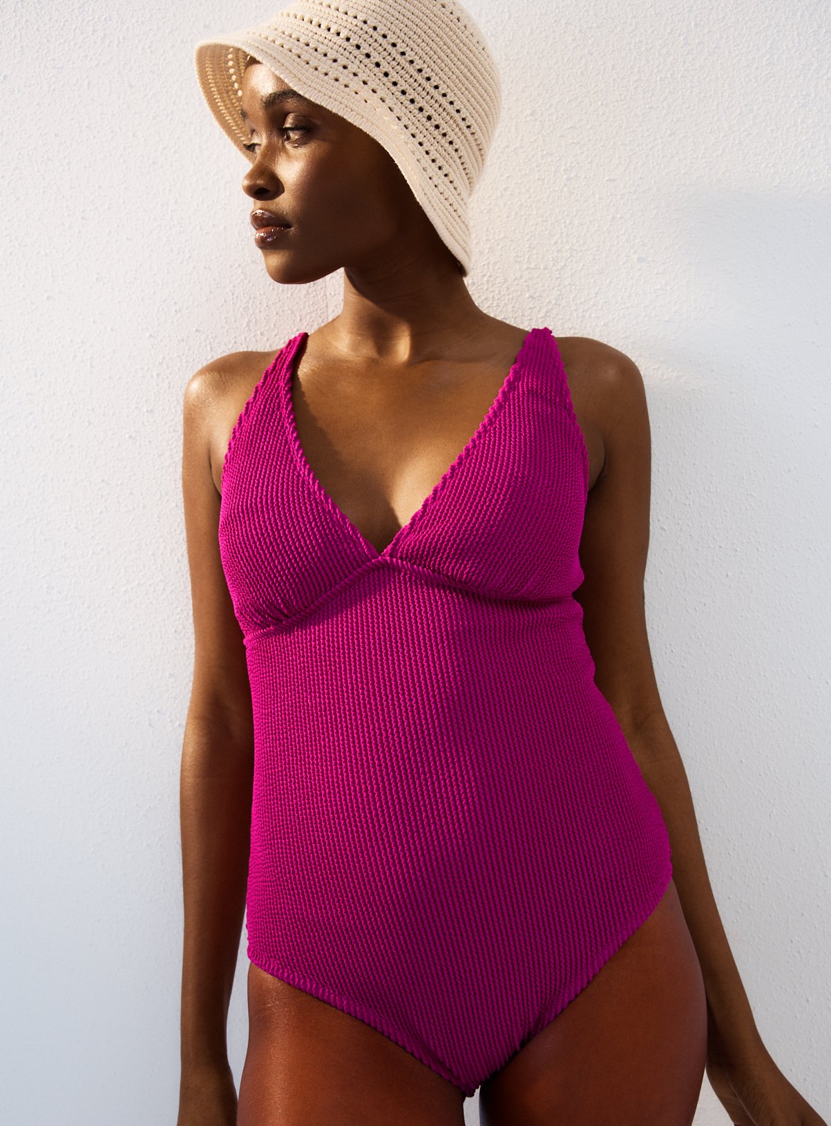 Plum Plunge Crinkle Swimsuit