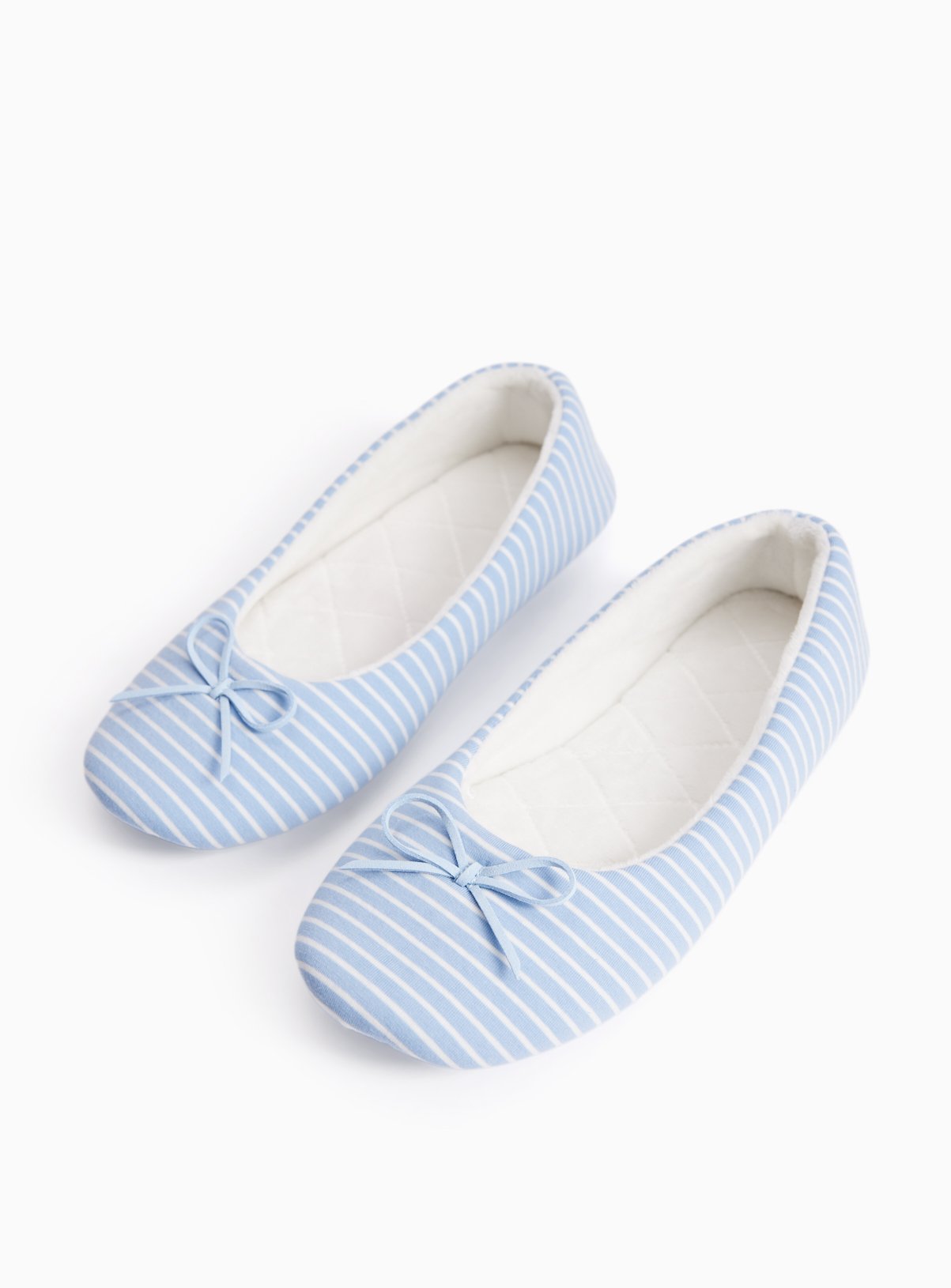 Blue Stripe Print Ballerina Slippers 