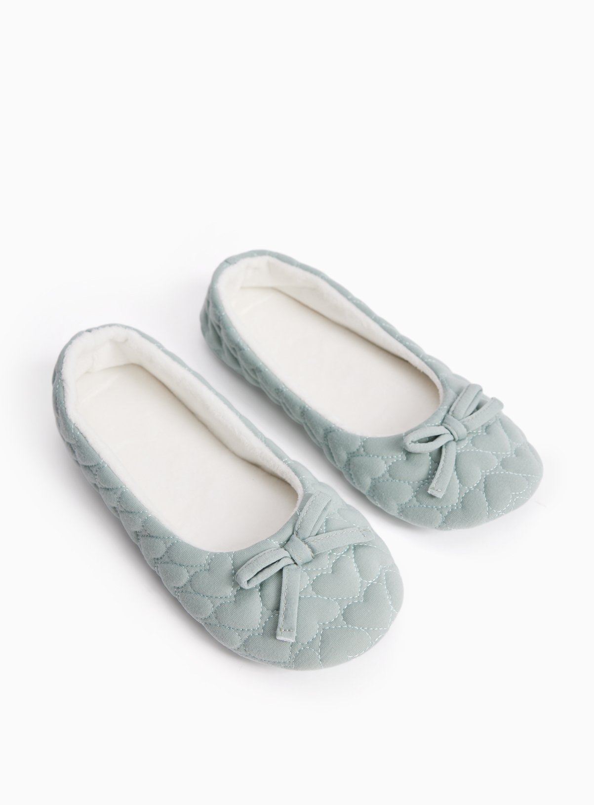 Sage Heart Quilted Ballerina Slippers