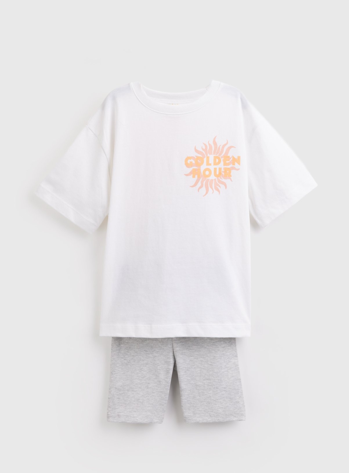 Graphic Print T-Shirt & Cycle Shorts Set 