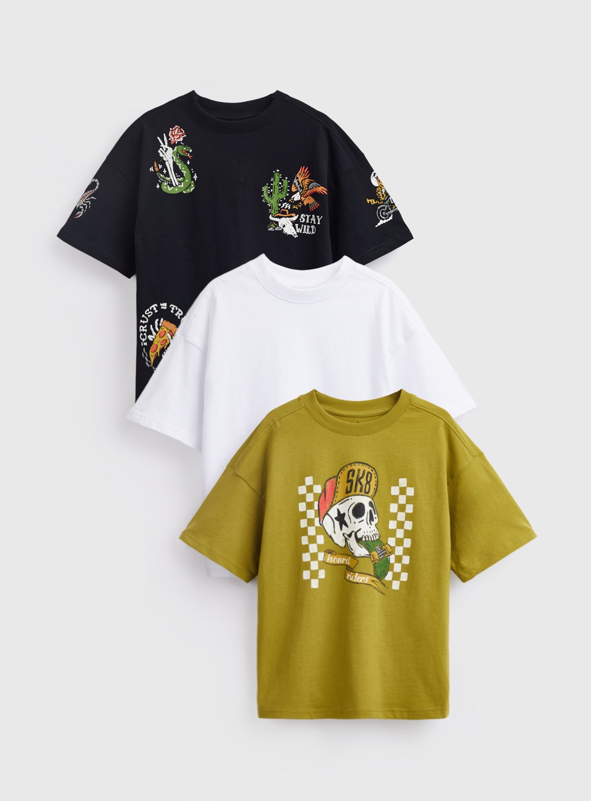 Tattoo Print T-Shirts 3 Pack 7 years