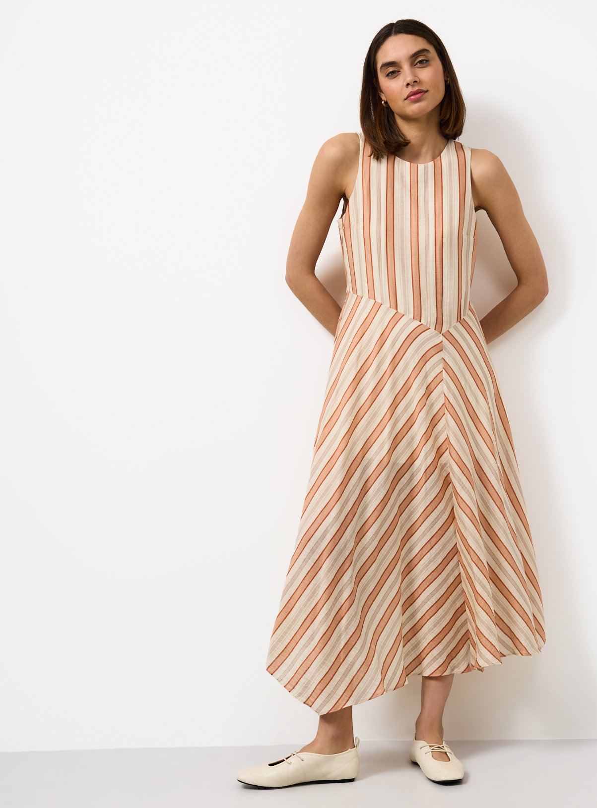Orange Stripe Racer Back Shift Dress 