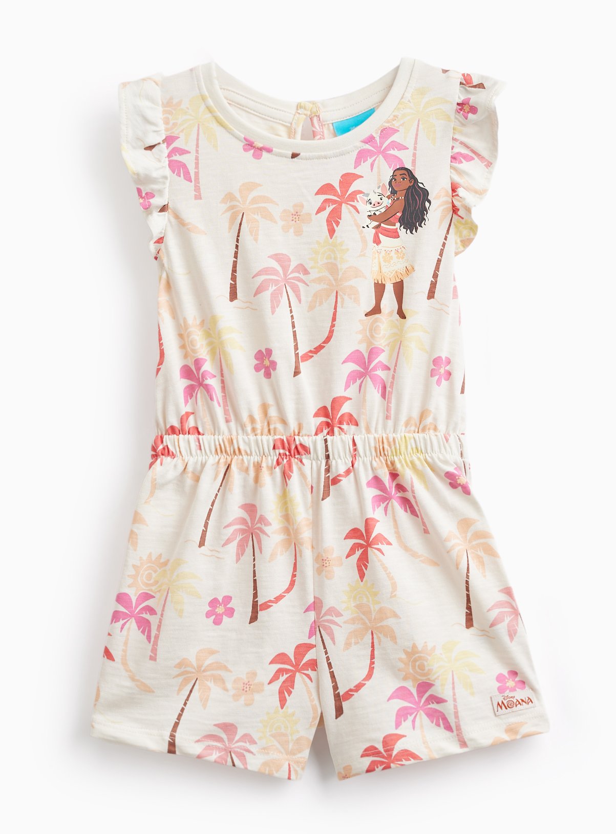 Yellow Disney Moana Print Frill Sleeve Playsuit 3-4 years