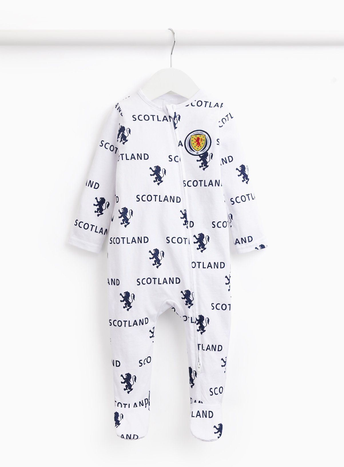 White Scotland Football Print Sleepsuit