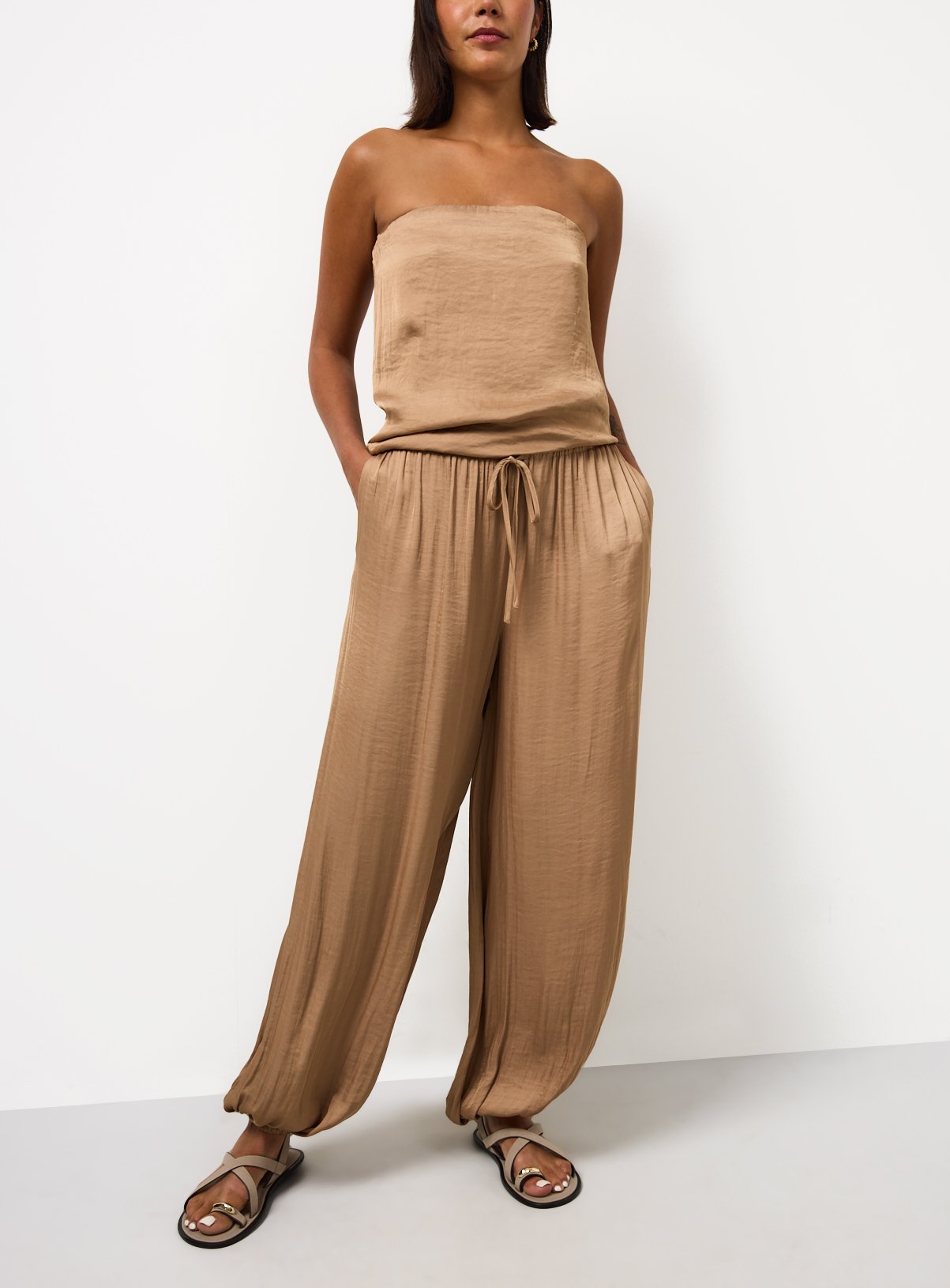 Gold Satin Balloon Leg Co-ord Trousers 8