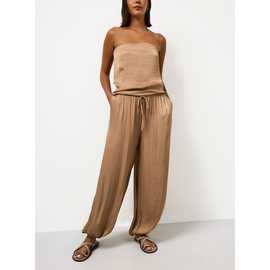 Gold Satin Balloon Leg Co-ord Trousers