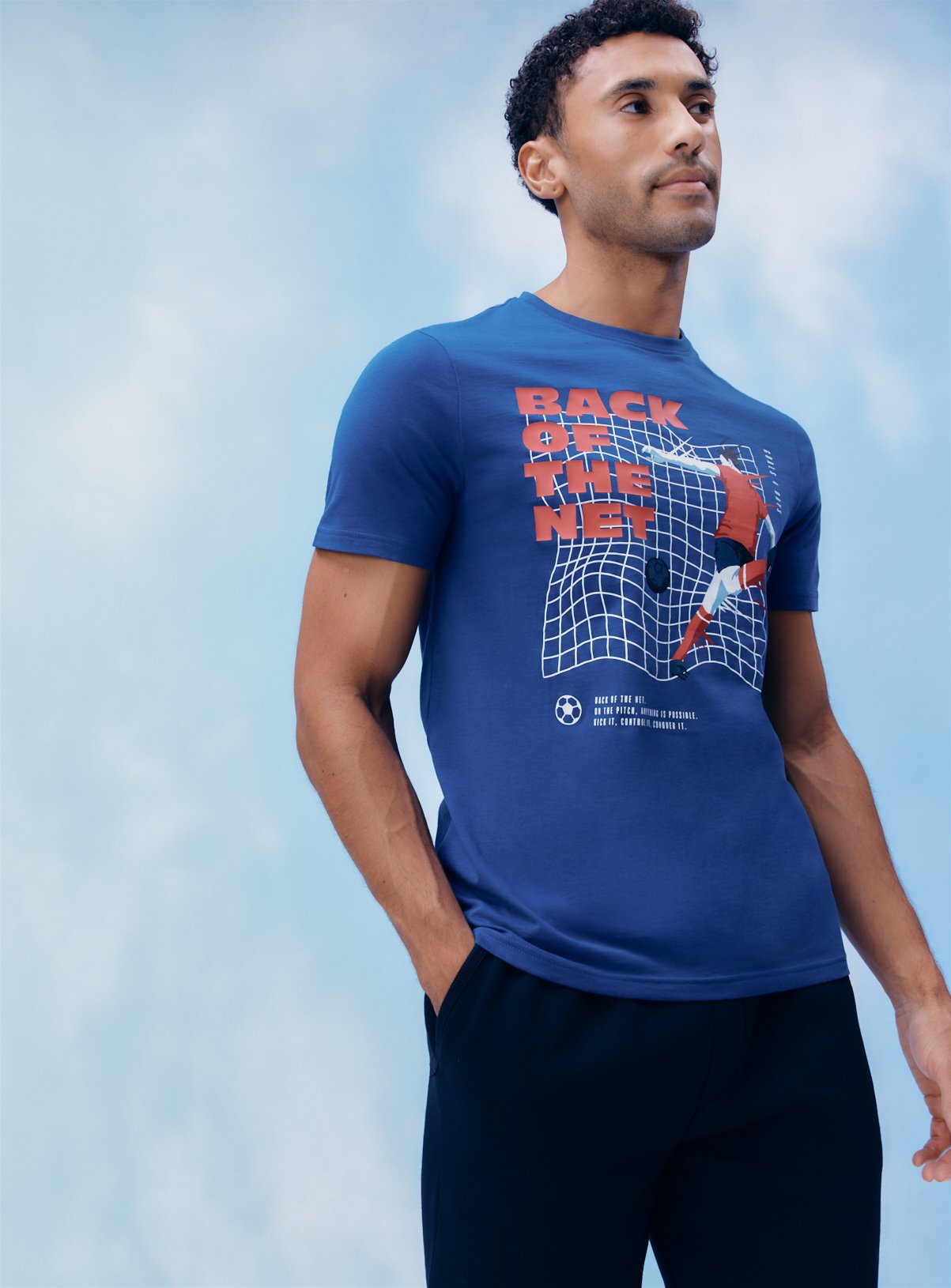 Blue Football Graphic T-Shirt