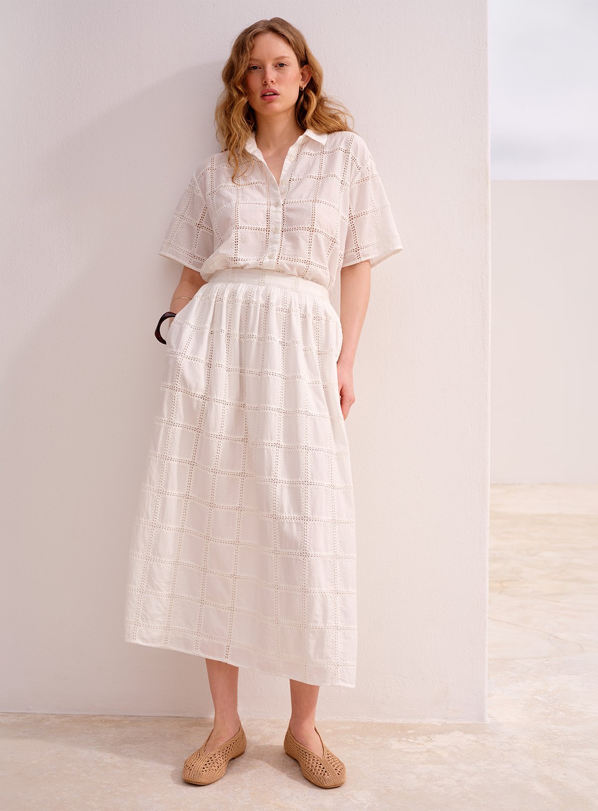 White Broderie Co-ord Full Skirt